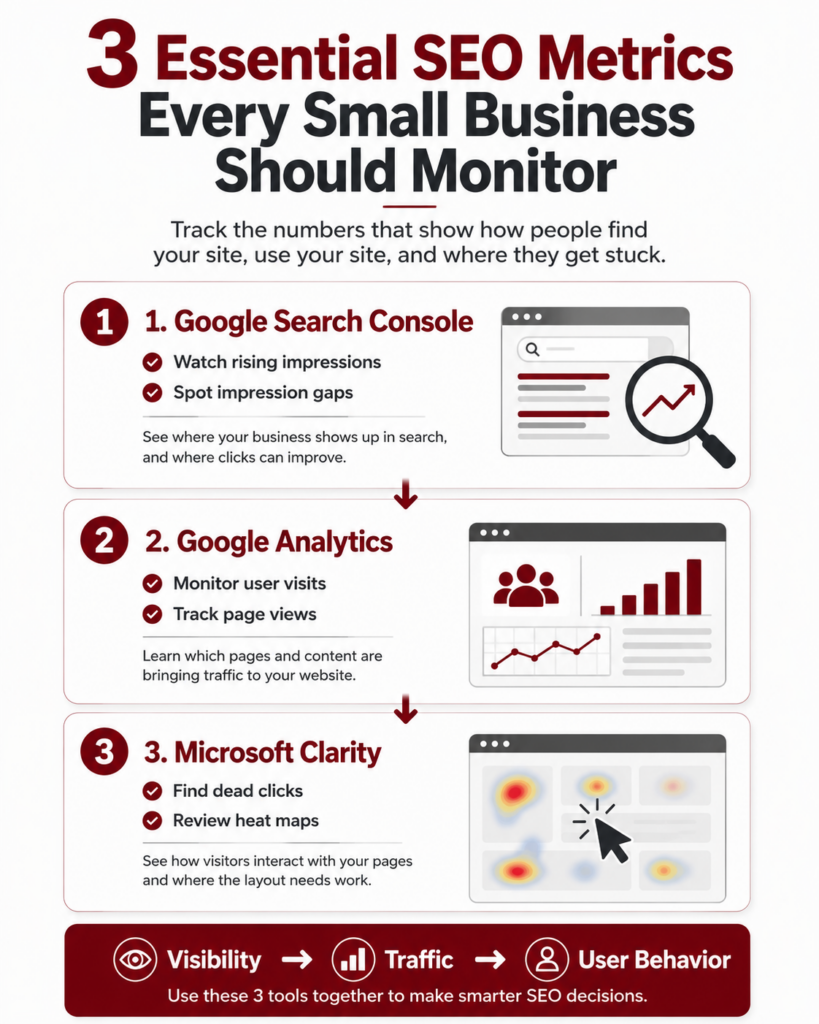 3 Essential SEO Metrics Every Small Business Should Monitor Infographic | Kingdon Marketing in Boone, NC