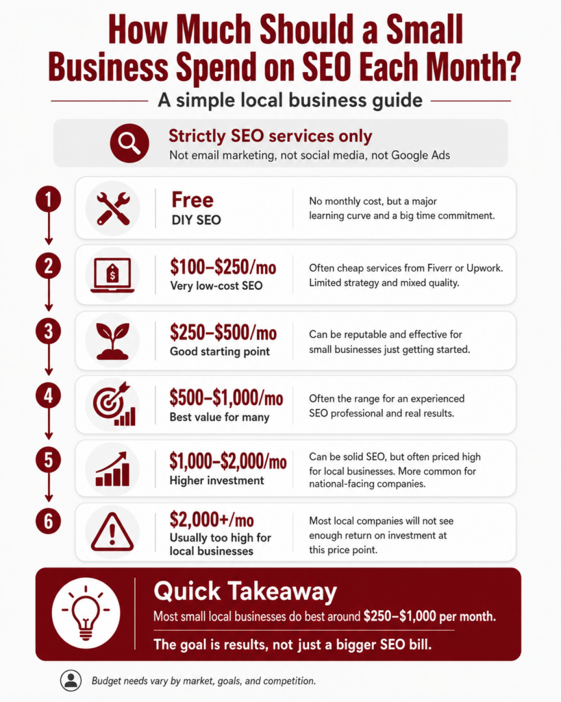 How Much Should a Small Business Spend on SEO Each Month? Infographic | Kingdon Marketing in Boone, NC